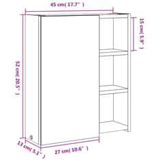 Vidaxl Koupelnová zrcadlová skříňka s LED osvětlením šedá 45x13x52 cm