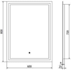 Mexen Mexen Miko osvětlené koupelnové zrcadlo 60x80 cm, LED 6000K, 9819-060-080-611-00 - MEXEN