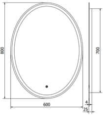 Mexen Mexen Elz osvětlené koupelnové zrcadlo 60x80 cm, LED 6000K, 9802-060-080-611-00 - MEXEN