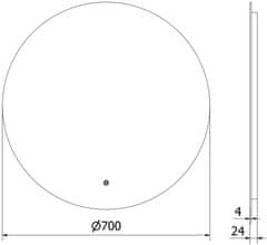 Mexen Mexen Erg osvětlené koupelnové zrcadlo, kulaté 70 cm, LED 6000K, 9823-070-070-611-00 - MEXEN