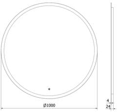 Mexen Osvětlené koupelnové zrcadlo Mexen Oro, kulaté 100 cm, LED 6000K, 9824-100-100-611-00 - MEXEN