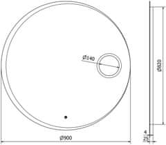 Mexen Mexen Ella zrcadlo s kosmetickým zrcátkem, kulaté 90 cm, LED 6000K, 9811-090-090-611-00 - MEXEN