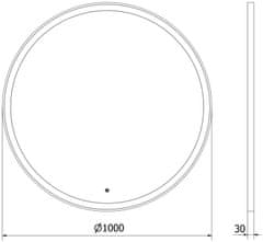 Mexen Mexen Esso koupelnové zrcadlo, kulaté 100 cm, LED 6000K, zlatý rám 9825-100-100-611-50 - MEXEN