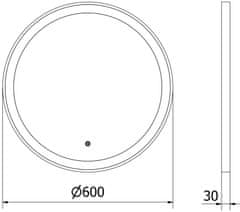 Mexen Mexen Esso koupelnové zrcadlo, kulaté 60 cm, LED 6000K, černý rám 9825-060-060-611-50 - MEXEN