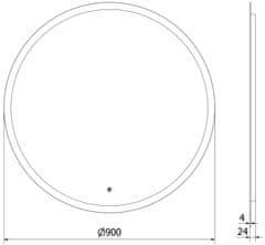 Mexen Osvětlené koupelnové zrcadlo Mexen Oro, kulaté 90 cm, LED 6000K, 9824-090-090-611-00 - MEXEN