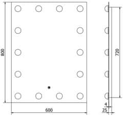 Mexen Mexen Dona osvětlené koupelnové zrcadlo 60x80 cm, LED 6000K, 9818-060-080-611-00 - MEXEN