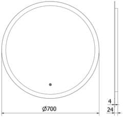 Mexen Osvětlené koupelnové zrcadlo Mexen Oro, kulaté 70 cm, LED 6000K, 9824-070-070-611-00 - MEXEN