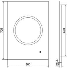 Mexen Mexen Koga osvětlené koupelnové zrcadlo 50x70 cm, LED 6000K, 9821-050-070-611-00 - MEXEN