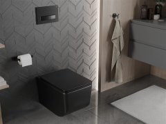 Mexen Mexen Vera rimless WC s pomalým dovíráním tenkým sedátkem, Duroplast, černá matná 30164070 - MEXEN