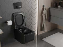 Mexen Mexen Vera rimless WC s pomalým dovíráním tenkým sedátkem, Duroplast, černá matná 30164070 - MEXEN