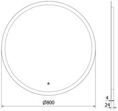 Mexen Osvětlené koupelnové zrcadlo Mexen Oro, kulaté 80 cm, LED 6000K, 9824-080-080-611-00 - MEXEN