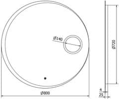 Mexen Mexen Ella zrcadlo s kosmetickým zrcátkem, kulaté 80 cm, LED 6000K, 9811-080-080-611-00 - MEXEN