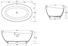 Mexen Mexen Parma volně stojící vana z konglomerátu 160 x 95 cm, matná bílá - 57231609500 - MEXEN