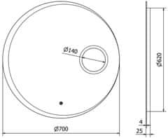 Mexen Mexen Ella zrcadlo s kosmetickým zrcátkem, kulaté 70 cm, LED 6000K, 9811-070-070-611-00 - MEXEN