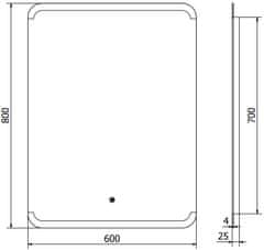 Mexen Mexen Nida osvětlené koupelnové zrcadlo 60x80 cm, LED 6000K, 9806-060-080-611-00 - MEXEN