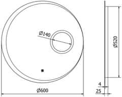 Mexen Mexen Ella zrcadlo s kosmetickým zrcátkem, kulaté 60 cm, LED 6000K, 9811-060-060-611-00 - MEXEN