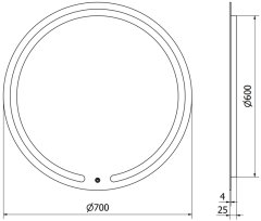 Mexen Osvětlené koupelnové zrcadlo Mexen Rose, kulaté 70 cm, LED 6000K, 9810-070-070-611-00 - MEXEN