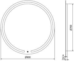 Mexen Osvětlené koupelnové zrcadlo Mexen Rose, kulaté 80 cm, LED 6000K, 9810-080-080-611-00 - MEXEN