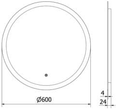 Mexen Osvětlené koupelnové zrcadlo Mexen Oro, kulaté 60 cm, LED 6000K, 9824-060-060-611-00 - MEXEN