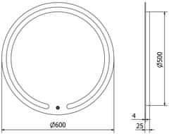 Mexen Osvětlené koupelnové zrcadlo Mexen Rose, kulaté 60 cm, LED 6000K, 9810-060-060-611-00 - MEXEN