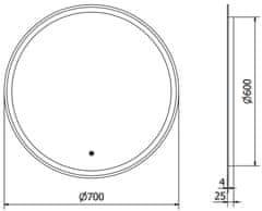 Mexen Mexen Gobi osvětlené koupelnové zrcadlo, kulaté 70 cm, LED 6000K, 9801-070-070-611-00 - MEXEN