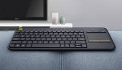 Logitech Wireless Touch Keyboard K400 Plus - CZ - klávesnice bezdrátová, USB, černá