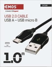 Emos Rychlonabíjecí a datový kabel USB-A 2.0 / micro USB-B 2.0, Quick Charge, 1 m, černý