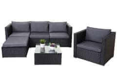 MCW Brescia polyratanová souprava, zahradní souprava sofa lounge set ~ černá, antracitové polštáře