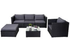 MCW Brescia polyratanová souprava, zahradní souprava sofa lounge set ~ černá, antracitové polštáře