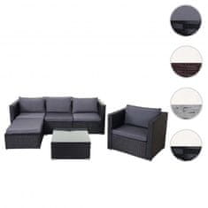 MCW Brescia polyratanová souprava, zahradní souprava sofa lounge set ~ černá, antracitové polštáře