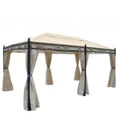 MCW Pergola Cadiz, pavilon, robustní 7cm rám 5x3m ~ krémová s boční stěnou + moskytiéra