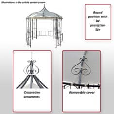 MCW Pergola Almeria, kulatý zahradní altán, robustní ocelový rám Ø 3m ~ krémová barva