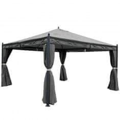 MCW Pergola Cadiz, zahradní pavilon, robustní 7cm rám s boční stěnou + moskytiéra ~ šedá 4x4m