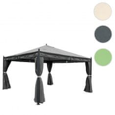 MCW Pergola Cadiz, zahradní pavilon, robustní 7cm rám s boční stěnou + moskytiéra ~ šedá 4x4m