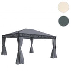 MCW Pergola Cadiz, zahradní pavilon, robustní 7cm rám s boční stěnou + moskytiéra ~ šedá 4x3m