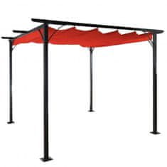 MCW Pergola C42, zahradní pavilon, stabilní 6cm rám + posuvná střecha ~ 3x3m terakota