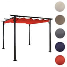 MCW Pergola C42, zahradní pavilon, stabilní 6cm rám + posuvná střecha ~ 3x3m terakota