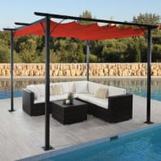 MCW Pergola C42, zahradní pavilon, stabilní 6cm rám + posuvná střecha ~ 3x3m terakota