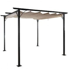 MCW Pergola C42, zahradní pavilon, robustní 6cm rám + posuvná střecha ~ 3,5x3,5 m krémová barva