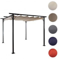 MCW Pergola C42, zahradní pavilon, robustní 6cm rám + posuvná střecha ~ 3,5x3,5 m krémová barva