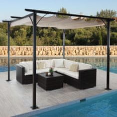 MCW Pergola C42, zahradní pavilon, robustní 6cm rám + posuvná střecha ~ 3,5x3,5 m krémová barva