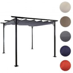 MCW Pergola C42, zahradní pavilon, robustní 6cm rám + posuvná střecha ~ 3,5x3,5m šedá