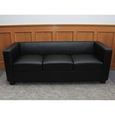 MCW 3místná pohovka lounge sofa Lille ~ kůže, černá