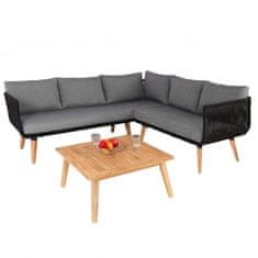 MCW Zahradní set L30, sedací souprava lounge set sofa, akátové dřevo s certifikátem MVG ~ čalounění tmavě šedé