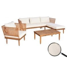 MCW Zahradní set L29, sedací souprava lounge set sofa, akátové dřevo MVG-certifikát ~ krémově bílá