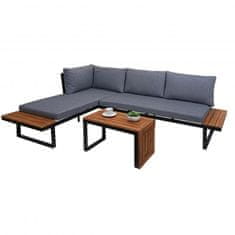 MCW Zahradní set L27, sedací souprava lounge set sofa, spun polyakátové dřevo s certifikátem MVG ~ tmavě šedá