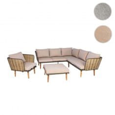 MCW Zahradní set L31, lounge set pohovka venkovní, spun poly metal poly ratan MVG-certifikát ~ béžovo-hnědá