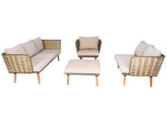 MCW Zahradní set L31, lounge set pohovka venkovní, spun poly metal poly ratan MVG-certifikát ~ béžovo-hnědá