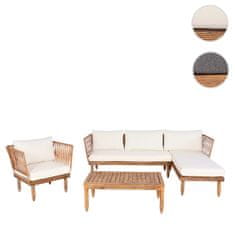 MCW Zahradní set L29, sedací souprava lounge set sofa, akátové dřevo MVG-certifikát ~ krémově bílá