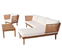 MCW Zahradní set L29, sedací souprava lounge set sofa, akátové dřevo MVG-certifikát ~ krémově bílá